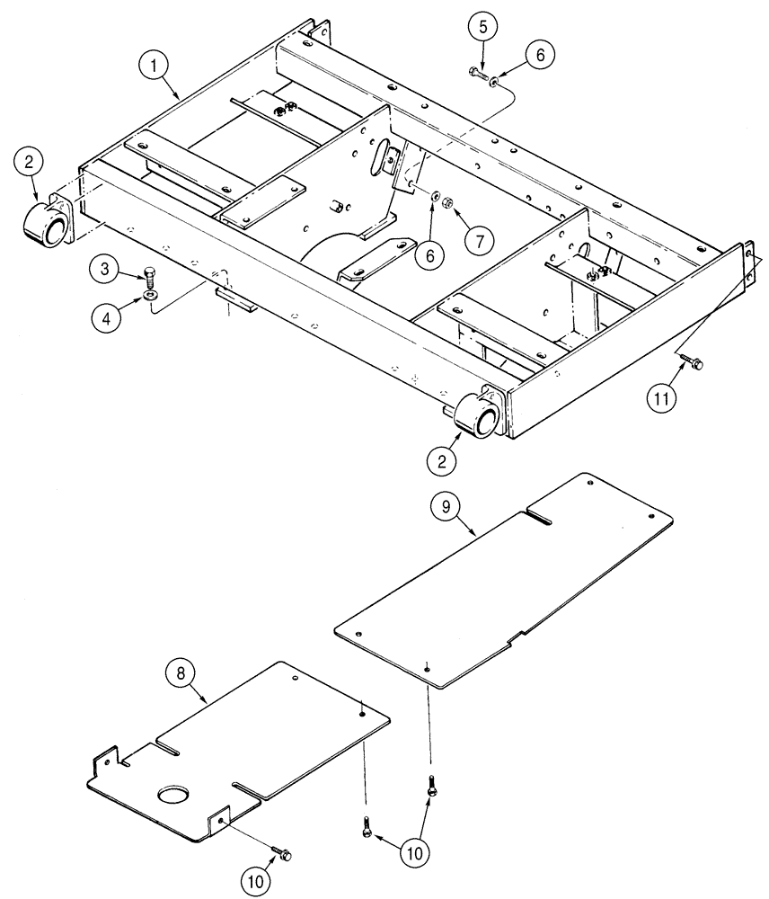 Схема запчастей Case 1150H - (09-09) - MOUNTING - FRAME, SEAT AND RESERVOIR (09) - CHASSIS