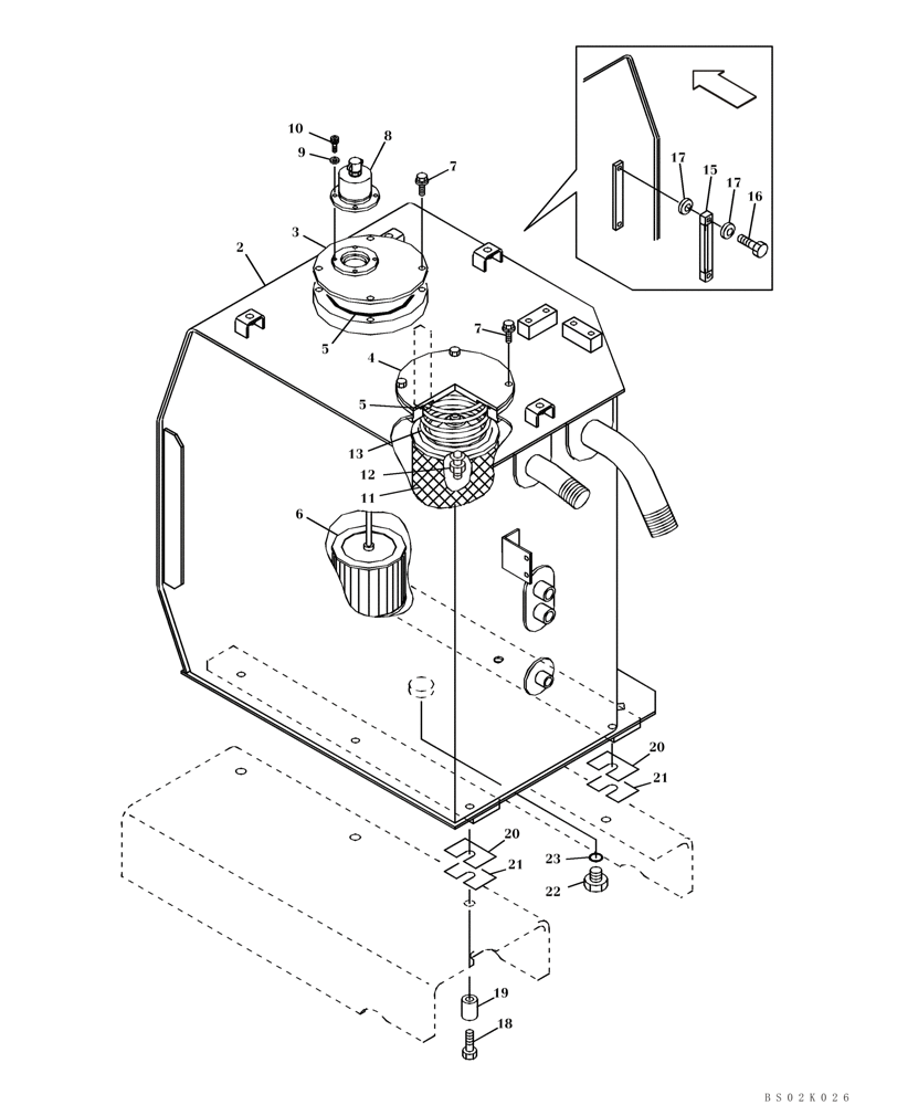 Схема запчастей Case CX330 - (08-01) - HYDRAULIC RESERVOIR (08) - HYDRAULICS