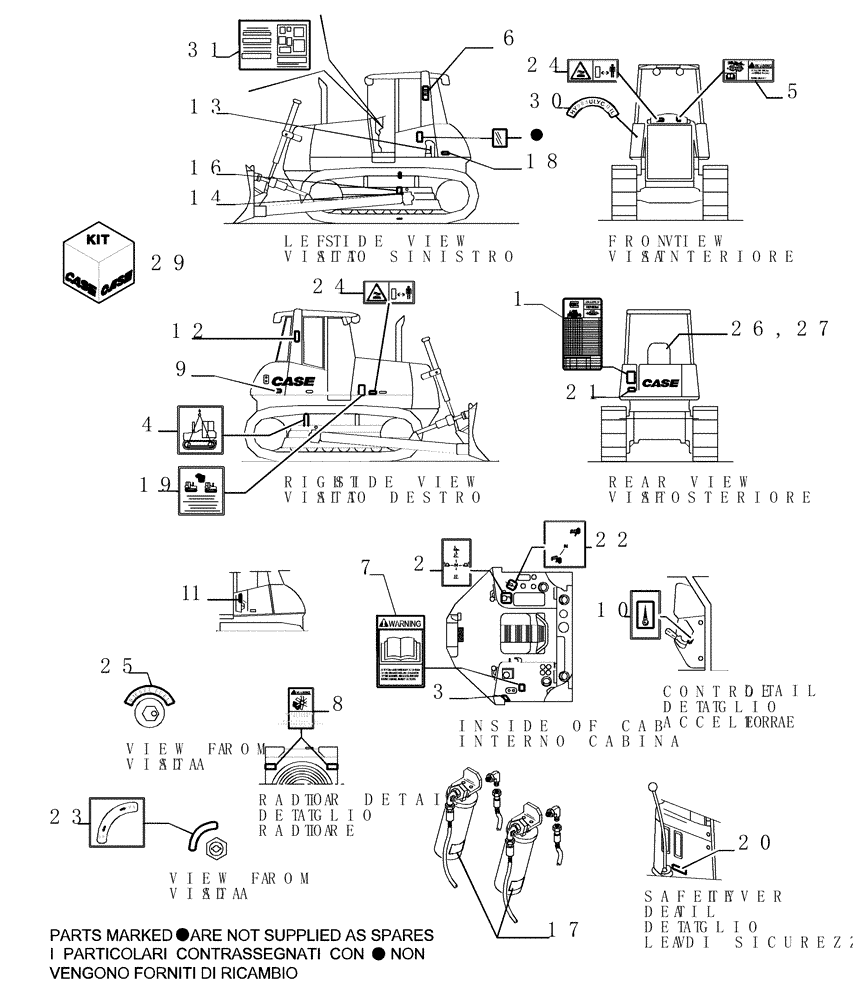 Схема запчастей Case 1850K - (9.780[01]) - DECALS - (ENGLISH) - OPTIONAL CODE 784138181 (19) - OPTIONS