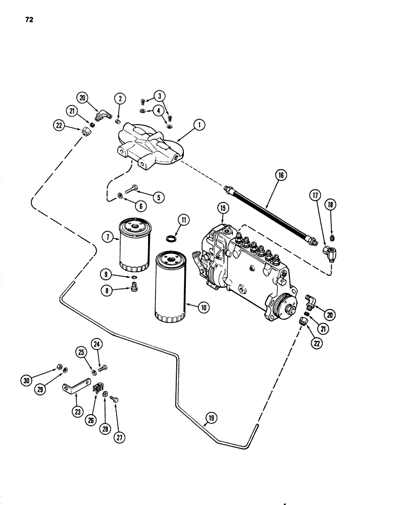 Схема запчастей Case 1080 - (072) - FUEL FILTER SYSTEM, 504BDT DIESEL ENGINE (10) - ENGINE