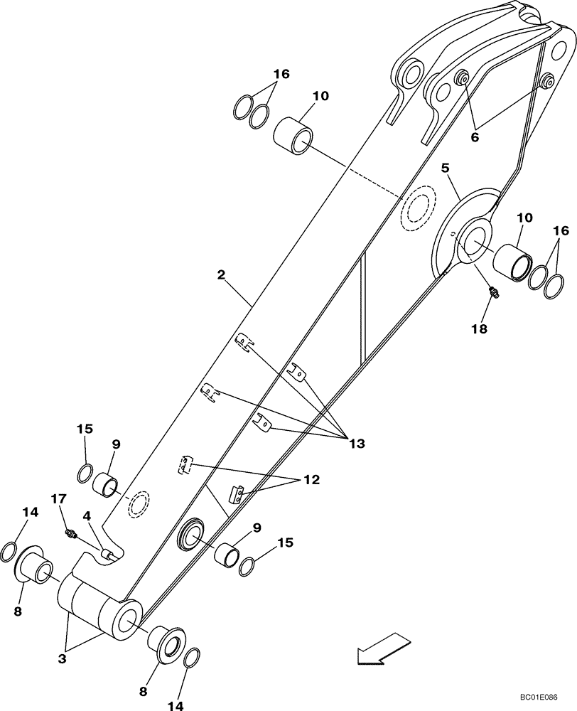 Схема запчастей Case CX330 - (09-48) - ARM, EXCAVATOR, 2,63 M (8 FT 8 IN) (09) - CHASSIS