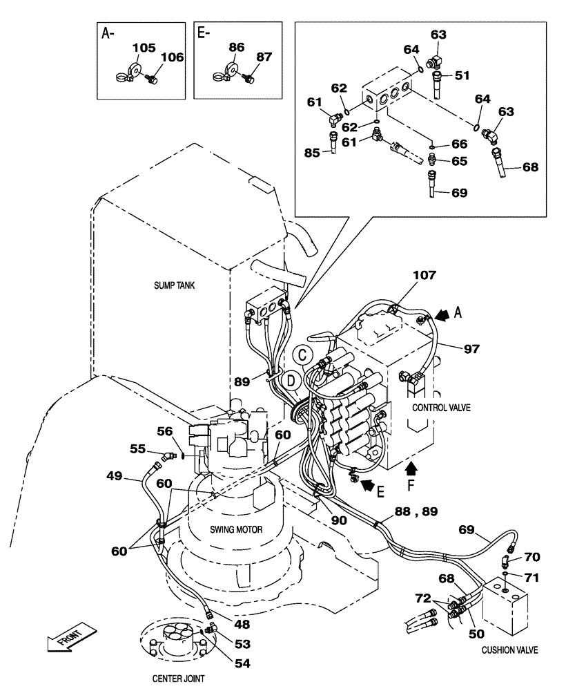 Схема запчастей Case CX250C - (08-029[00]) - HYDRAULIC CIRCUIT - PILOT - LEAK-OFF RETURN (08) - HYDRAULICS