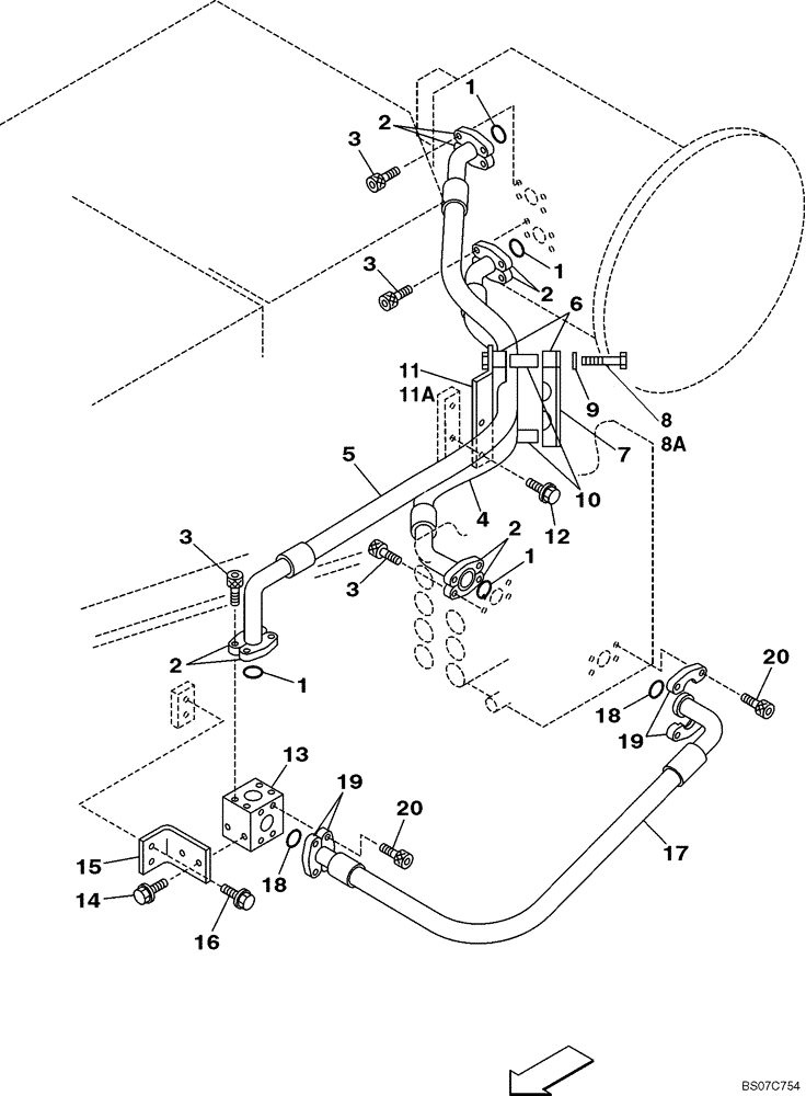 Схема запчастей Case CX330 - (08-005-00[01]) - HYDRAULICS - CONTROL VALVE SUPPLY (08) - HYDRAULICS