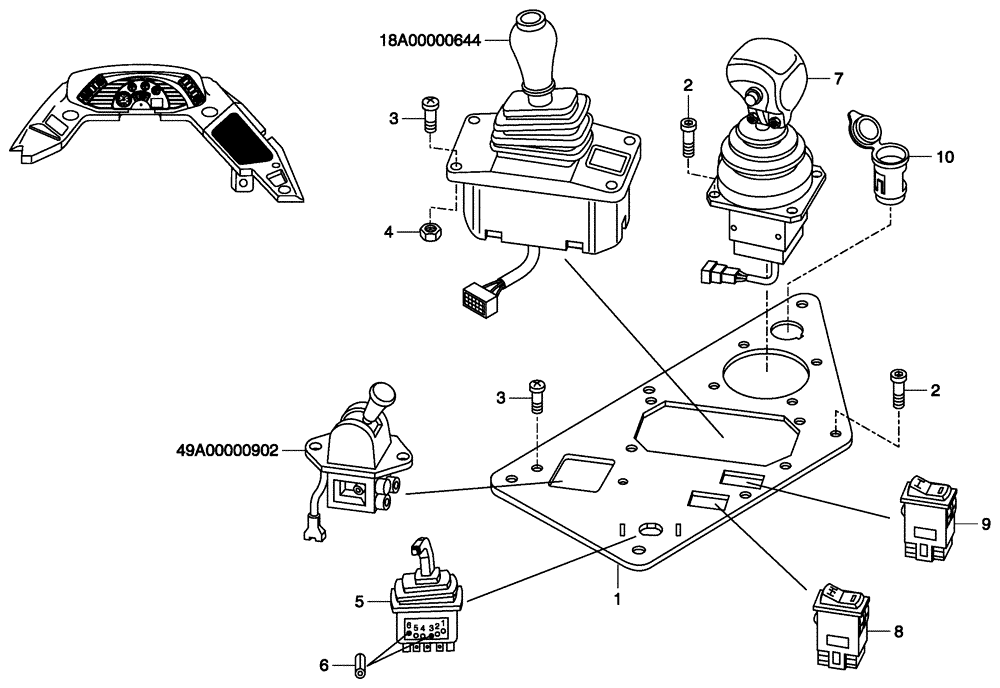 Схема запчастей Case 340 - (67A00001447[001]) - ELECTRICAL EQUIPMENTS - SIDE PANEL (55) - ELECTRICAL SYSTEMS