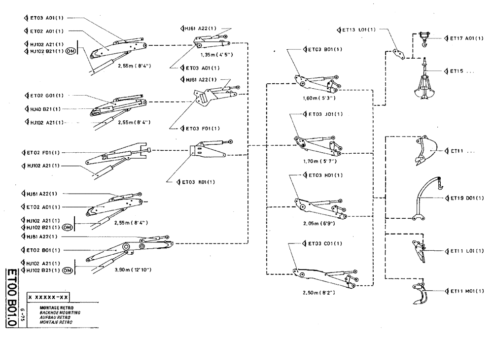 Схема запчастей Case TY45 - (ET00 B01.0) - BACKHOE MOUNTING (05) - UPPERSTRUCTURE CHASSIS