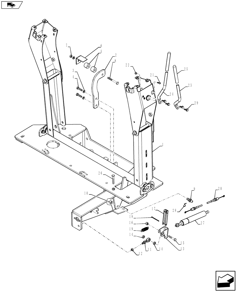Схема запчастей Case 590SN - (35.726.26[03]) - CONTROL, TOWER STRUCTURE (35) - HYDRAULIC SYSTEMS