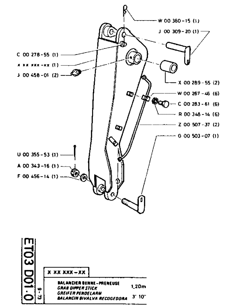 Схема запчастей Case TC45 - (102) - GRAB DIPPER STICK 