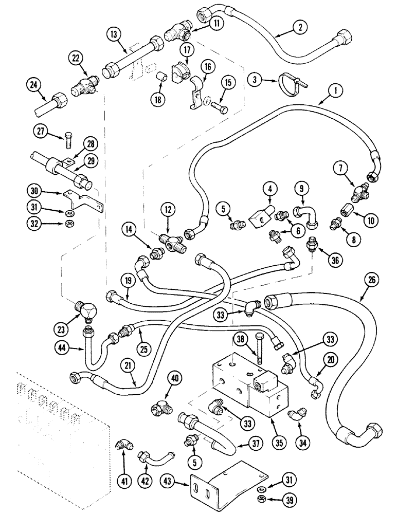 Схема запчастей Case 580SK - (8-286) - AUXILIARY HYDRAULIC REAR SIDESHIFT, WITH MOWER (08) - HYDRAULICS
