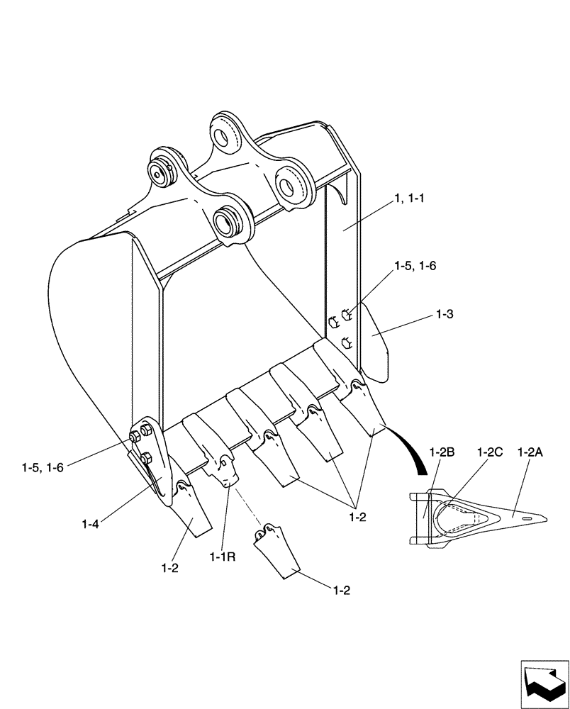 Схема запчастей Case CX50B - (03-023) - BUCKET ASSY, 550W (84) - BOOMS, DIPPERS & BUCKETS