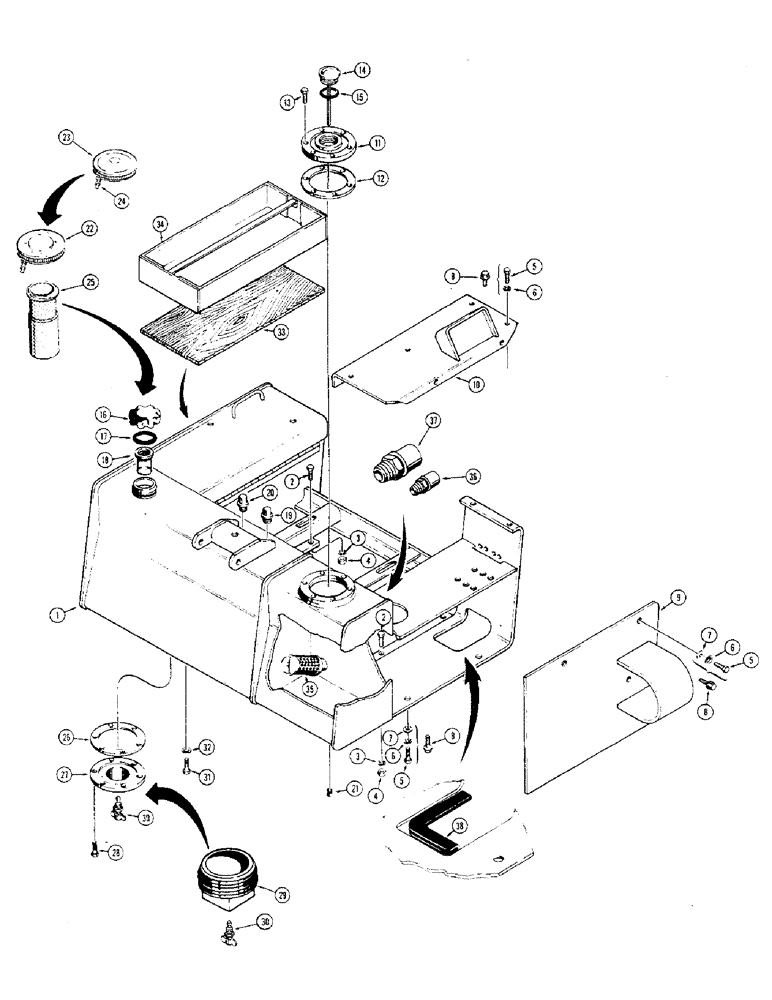 Схема запчастей Case 475 - (286) - FUEL AND HYDRAULIC RESERVOIR FRAME AND COVERS (90) - PLATFORM, CAB, BODYWORK AND DECALS