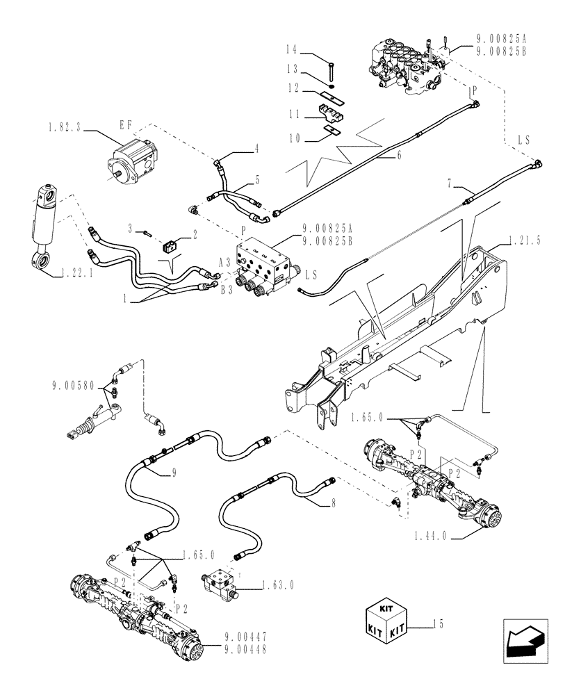 Схема запчастей Case TX1055 - (1.82.6[01]) - HYDRAULIC SYSTEM PIPING (35) - HYDRAULIC SYSTEMS