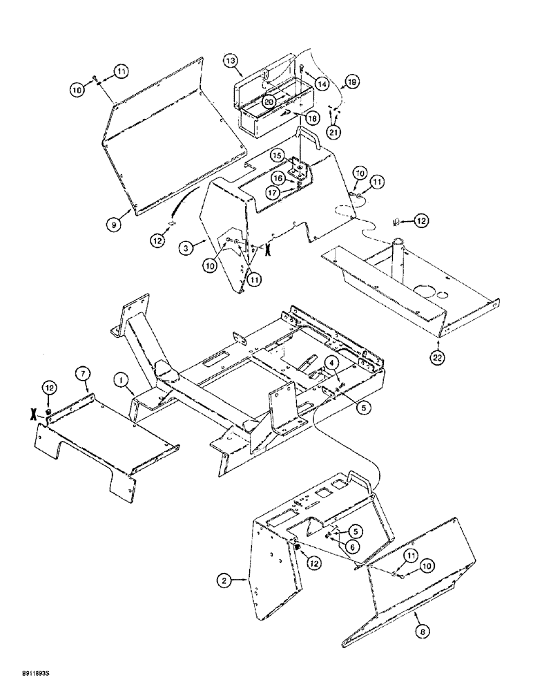 Схема запчастей Case 860 - (9-006) - OPERATORS COMPARTMENT - CONSOLES AND TOOL BOX (09) - CHASSIS/ATTACHMENTS