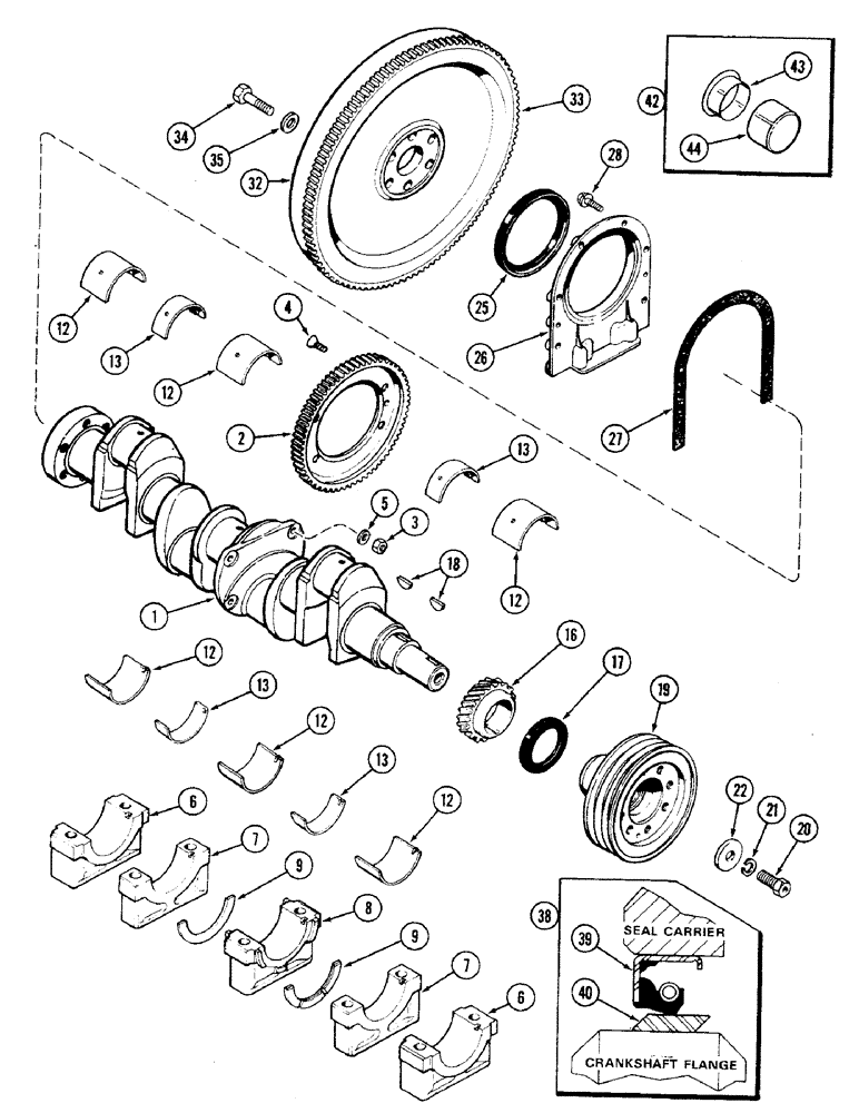 Схема запчастей Case 475 - (020) - CRANKSHAFT AND FLYWHEEL, 336BD DIESEL ENGINE (10) - ENGINE