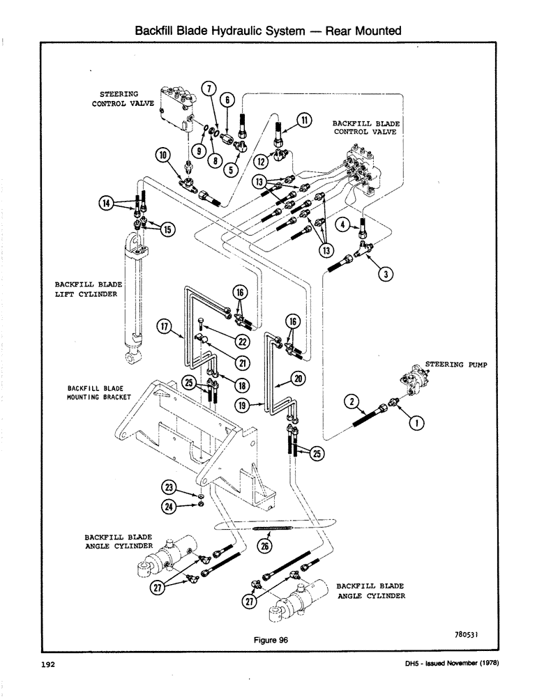 Схема запчастей Case DH5 - (192) - BACKFILL BLADE HYDRAULIC SYSTEM - REAR MOUNTED (35) - HYDRAULIC SYSTEMS