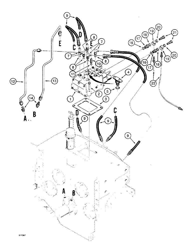 Схема запчастей Case 475 - (170) - TRANSMISSION HYDRAULIC LINES (21) - TRANSMISSION