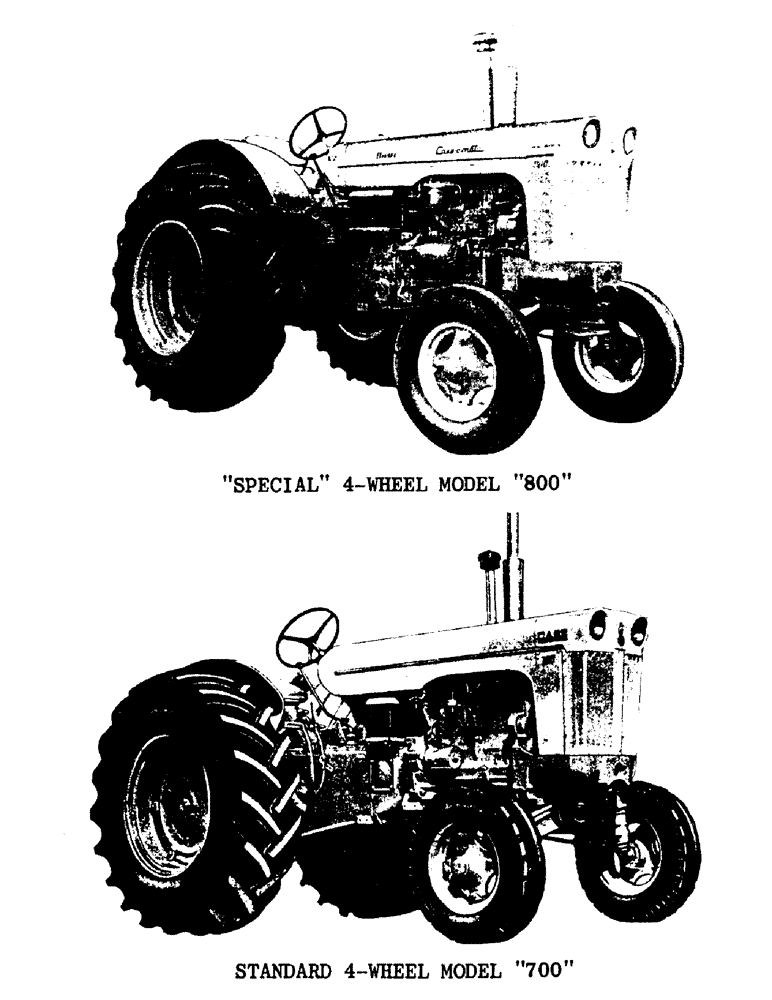 Схема запчастей Case IH 800 - (004) - "SPECIAL" 4-WHEEL MODEL "800" & STANDARD 4-WHEEL MODEL "700" (00) - PICTORIAL INDEX