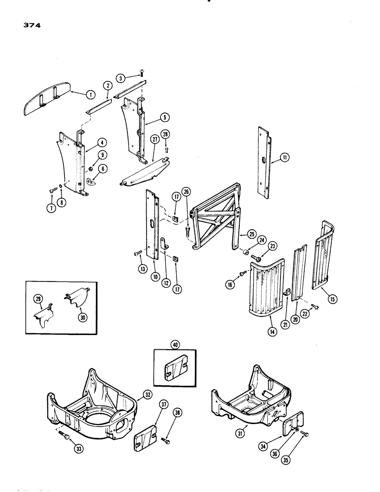 Схема запчастей Case IH 830-SERIES - (374) - SIDE PANELS AND GRILL, USED PRIOR TO TRAC. S/N 8201146 (09) - CHASSIS/ATTACHMENTS
