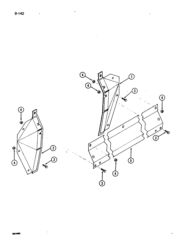 Схема запчастей Case IH 1010 - (9-142) - FEEDER FACE DEFLECTOR, 1420, 1440, 1460 AND 1480 COMBINES (58) - ATTACHMENTS/HEADERS