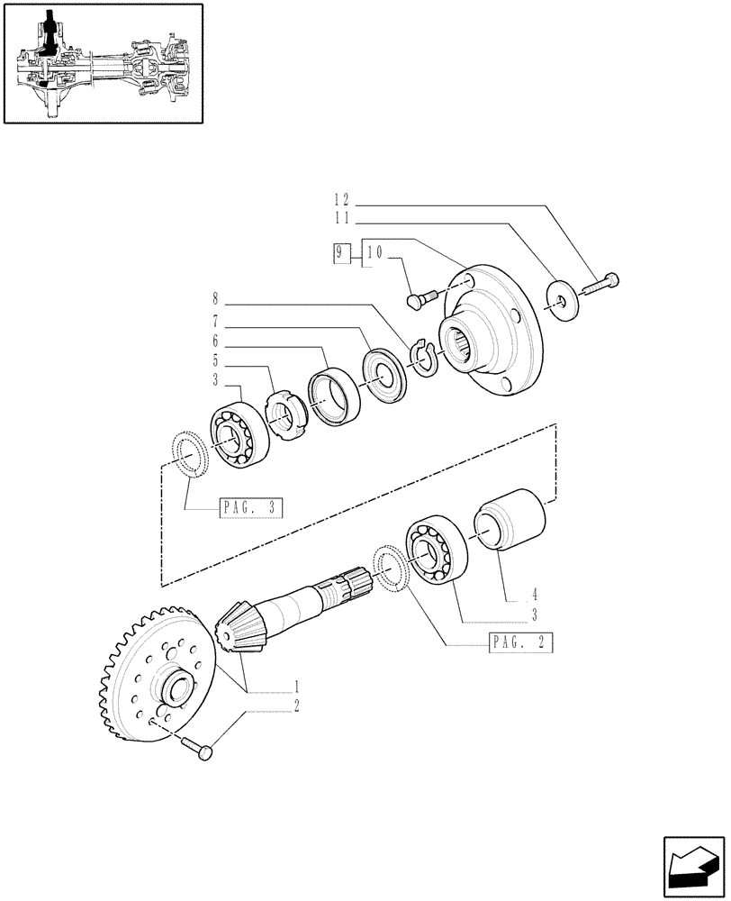 Схема запчастей Case IH MAXXUM 110 - (1.40. 4/06[01]) - (CL.3) SUSPENDED FRONT AXLE W/MULTI-PLATE DIFF. LOCK AND ST. SENSOR - BEVEL GEAR PAIR - C5954 (VAR.330414) (04) - FRONT AXLE & STEERING