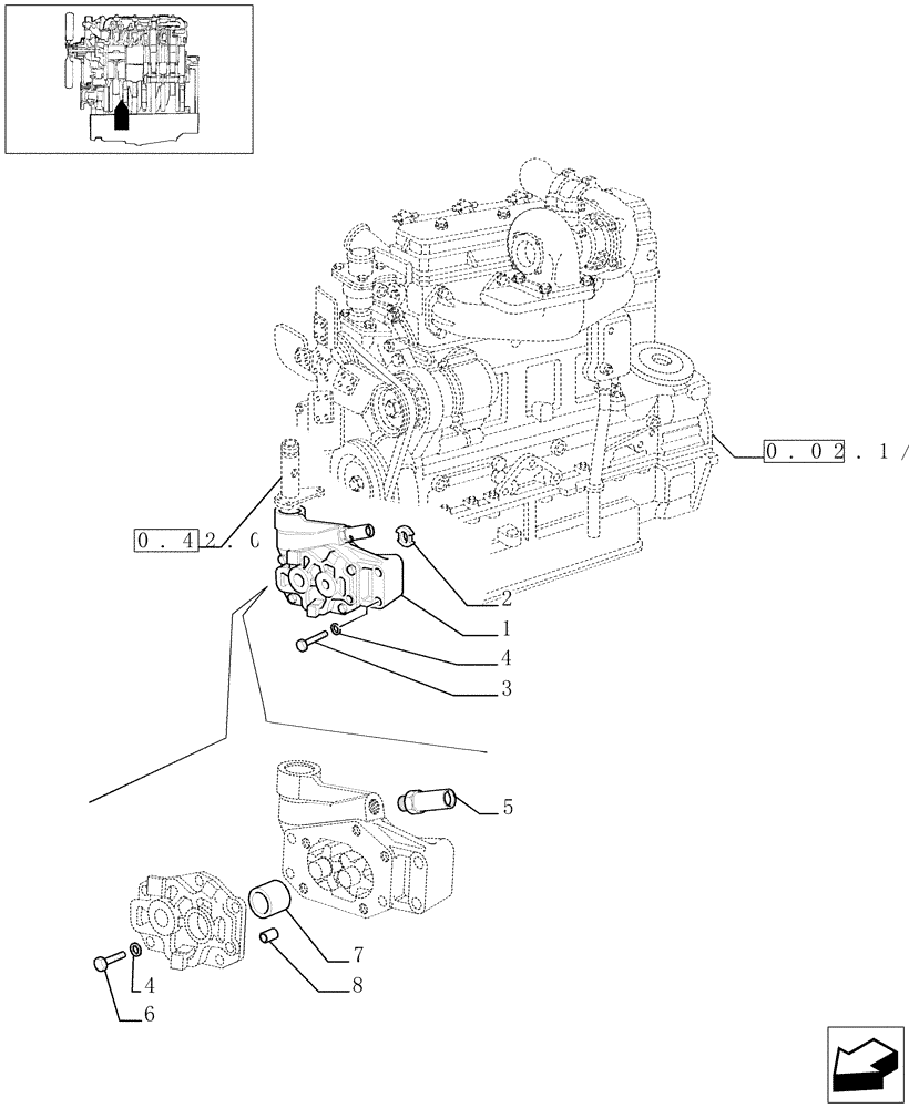 Схема запчастей Case IH JX95 - (0.30.0/02) - OIL PUMP (01) - ENGINE