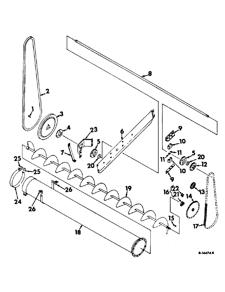 Схема запчастей Case IH 315 - (T-12) - GRAIN HOPPER AND BAGGER, GRAIN TANK CROSS AUGER Grain Tank