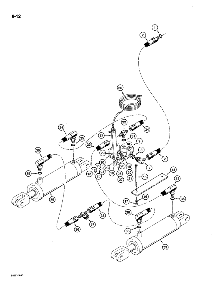 Схема запчастей Case IH 780 - (8-12) - TRANSPORT LIFT HYDRAULIC CIRCUIT, DUAL WELDED OR TIE-BOLT TYPE CYLINDER (08) - HYDRAULICS