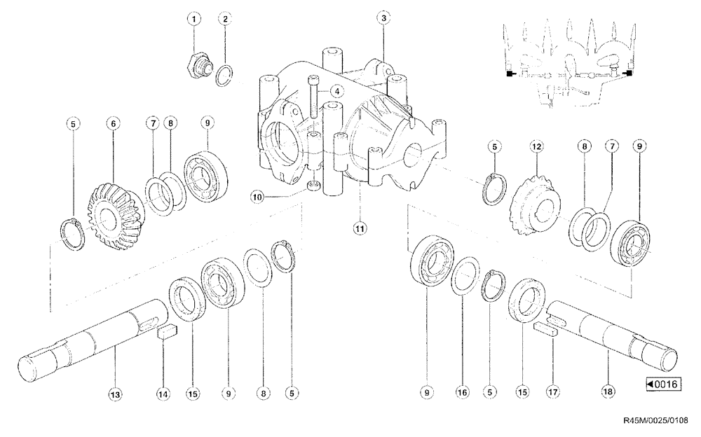 Схема запчастей Case IH RU450 - (0025) - ANGULAR GEAR, LAID MAIZE AUGER (58) - ATTACHMENTS/HEADERS