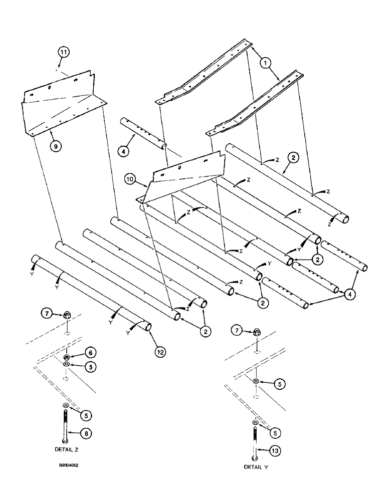 Схема запчастей Case IH 2055 - (9F-14) - PLANT GUARD - CHANNEL AND TUBES, 4 ROW 40 INCH, 80 INCH TIRE SPACING (12) - CHASSIS