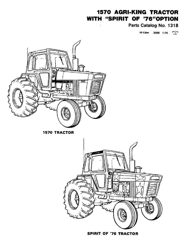 Схема запчастей Case IH 1570 - (001A) - 1570 AGRI-KING TRACTOR WITH SPIRIT OF 76 OPTION (00) - PICTORIAL INDEX