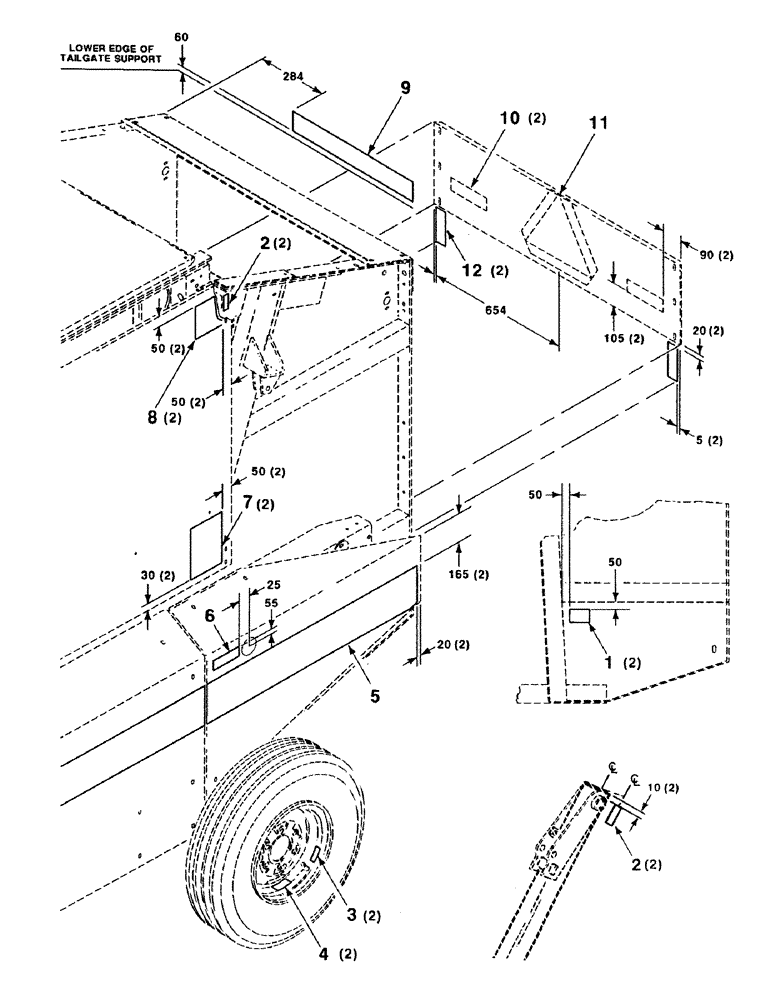 Схема запчастей Case IH 8450 - (142) - DECALS AND LOCATION DIAGRAM, REAR Decals & Attachments