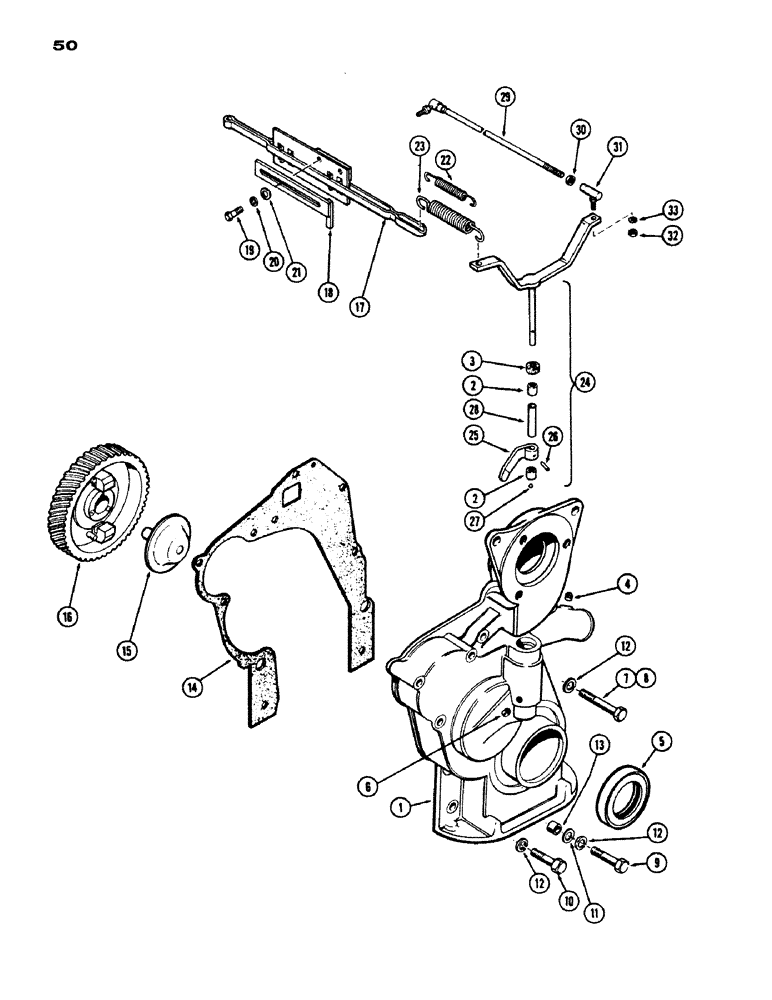 Схема запчастей Case IH 530 - (050) - GOVERNOR AND TIMING GEAR COVER, 530, 159, SPARK IGNITION ENGINE (03) - FUEL SYSTEM