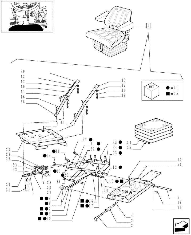 Схема запчастей Case IH JX60 - (1.92.85/05A[02]) - SEAT, DRIVER - BREAKDOWN (10) - OPERATORS PLATFORM/CAB