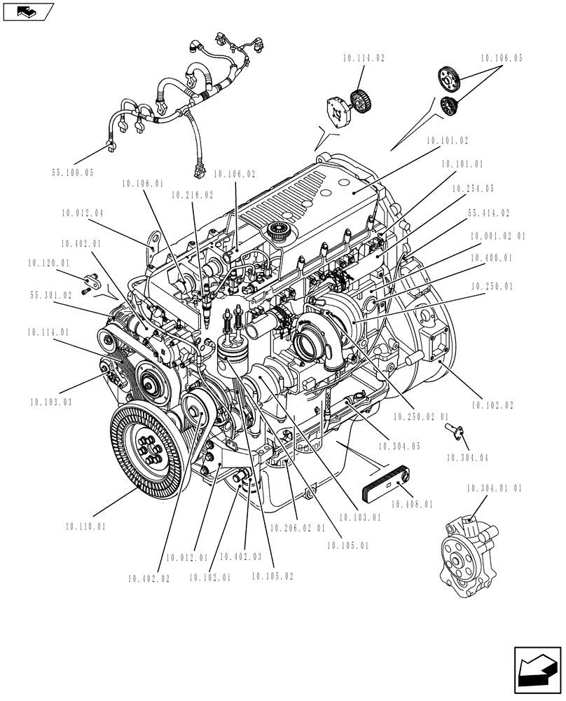 Схема запчастей Case IH F3AE0684S E914 - (10.000.01[01]) - PICTORIAL OVERVIEW 1/2 - ENGINE (10) - ENGINE