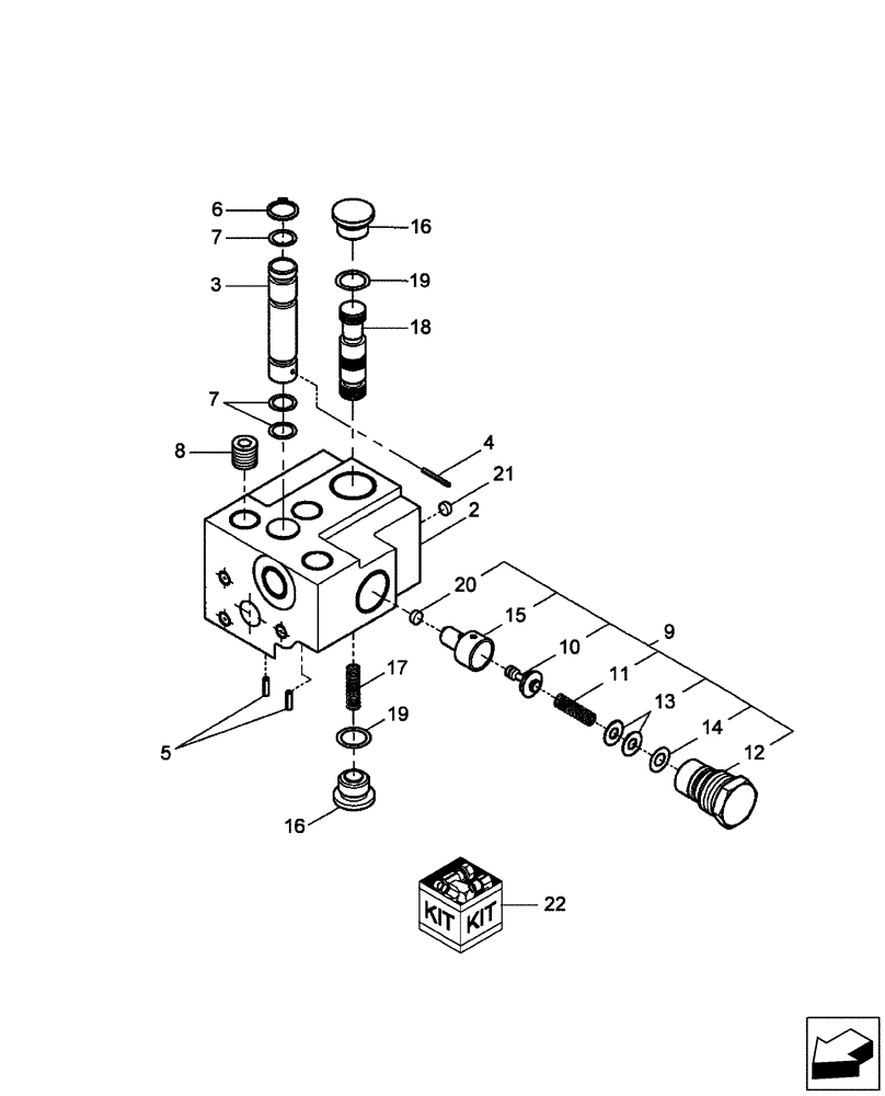 Схема запчастей Case IH DX55 - (04.03.04) - MANIFOLD DIVERTER BLOCK - SSS - SBA340016731 (04) - FRONT AXLE & STEERING