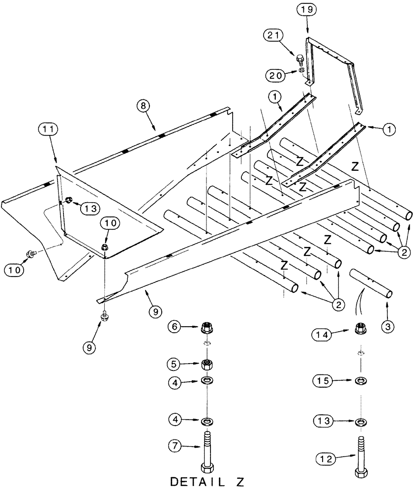 Схема запчастей Case IH CPX420 - (09F-08) - PLANT GUARD - CHANNEL AND TUBES - 5 ROW NARROW (12) - CHASSIS