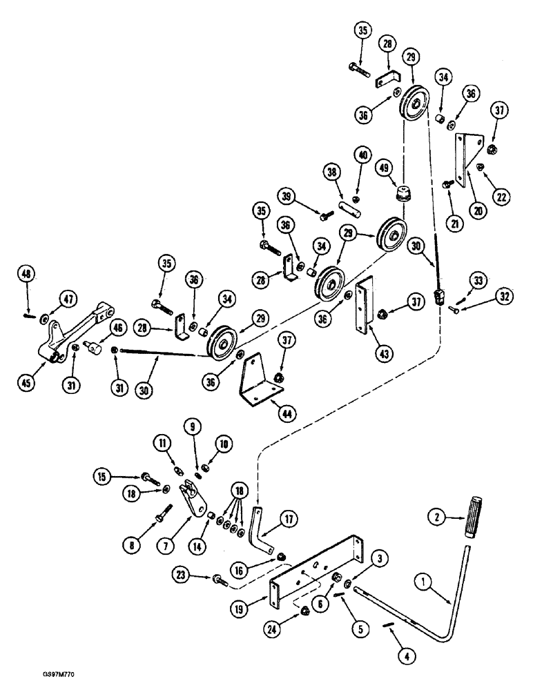 Схема запчастей Case IH 1660 - (9E-08) - UNLOADER, CLUTCH CONTROL (17) - GRAIN TANK & UNLOADER