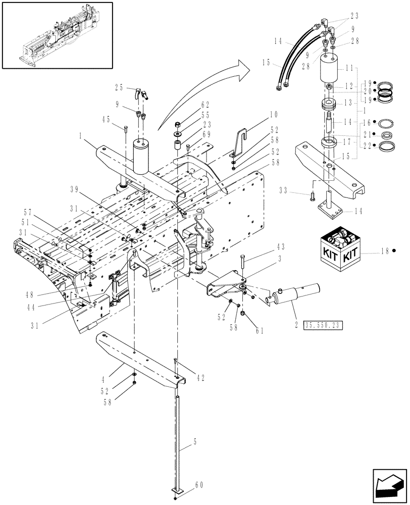 Схема запчастей Case IH SB541C - (35.550.21) - HYDRAULIC BALE TENSIONING CYLINDER, SB541C (35) - HYDRAULIC SYSTEMS