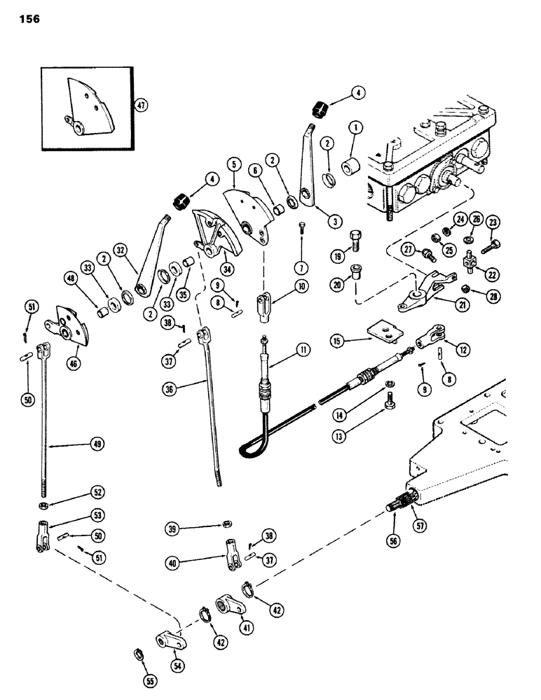 Схема запчастей Case IH 970 - (156) - GEAR AND RANGE SHIFT LINKAGE, POWER SHIFT (06) - POWER TRAIN