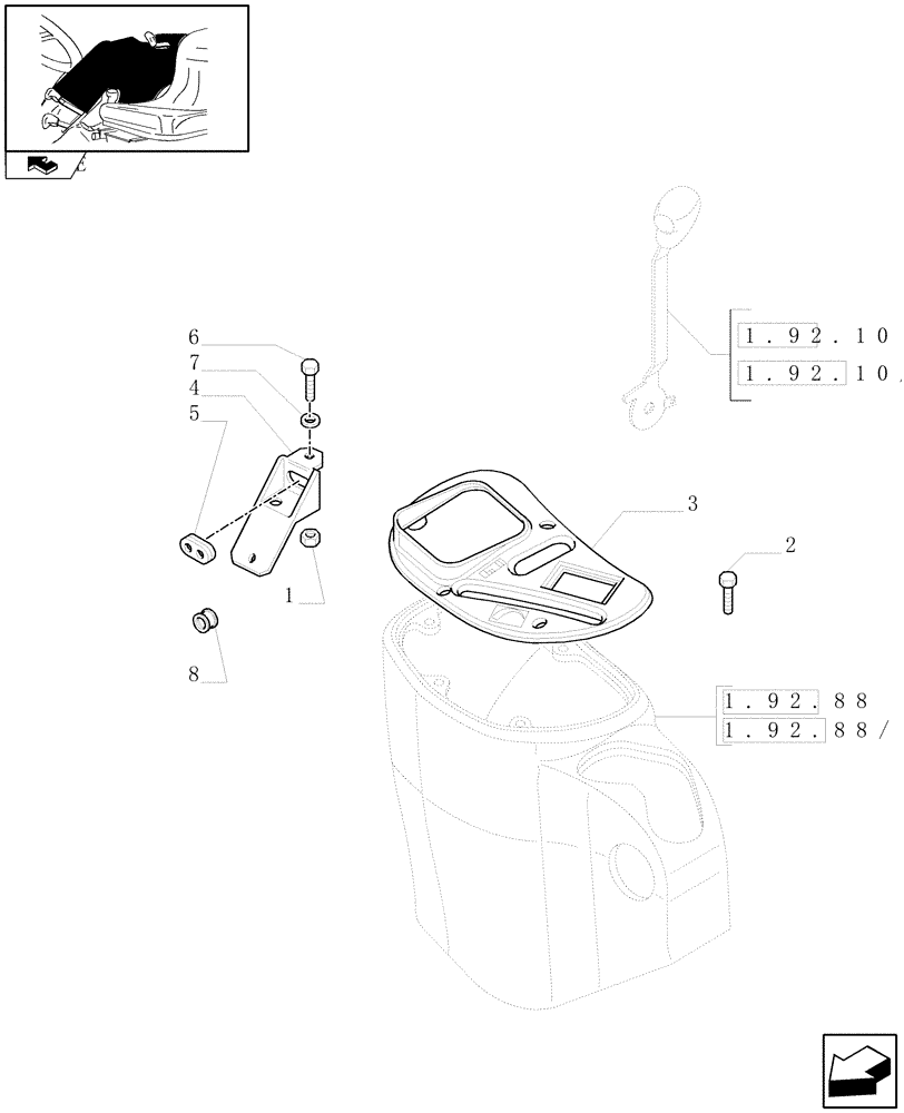 Схема запчастей Case IH FARMALL 95C - (1.92.82/11[02]) - 2 MID-MOUNT REMOTE VALVES WITH JOYSTICK - COVERING (VAR.330124-331124-332124-330125-331125-332125-334125-335125) (10) - OPERATORS PLATFORM/CAB