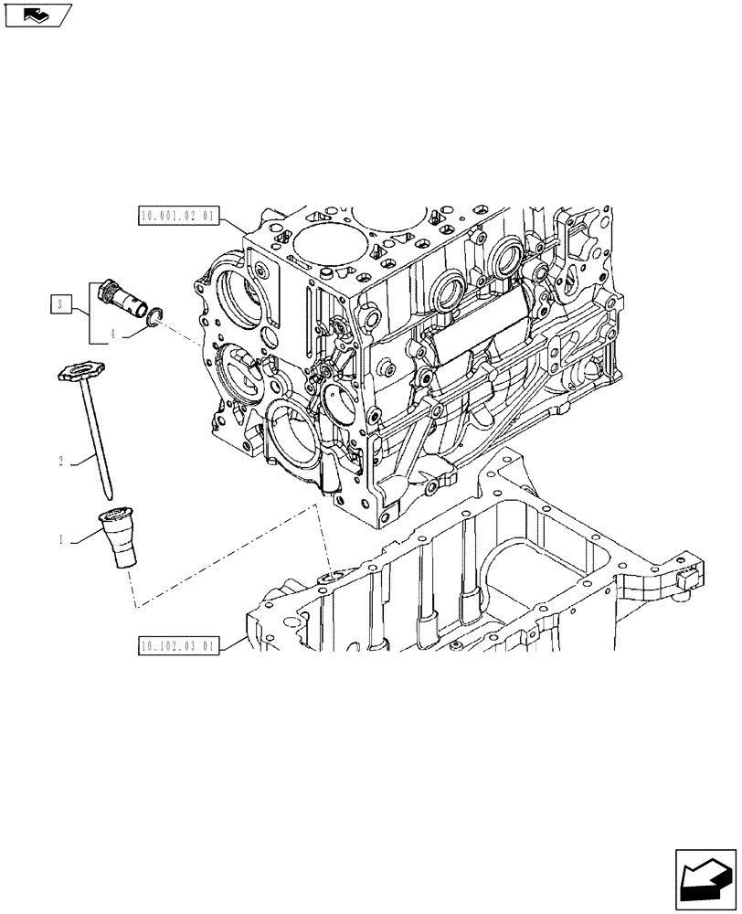 Схема запчастей Case IH FARMALL 65A - (10.304.02[01]) - ENGINE OIL DIPSTICK (10) - ENGINE