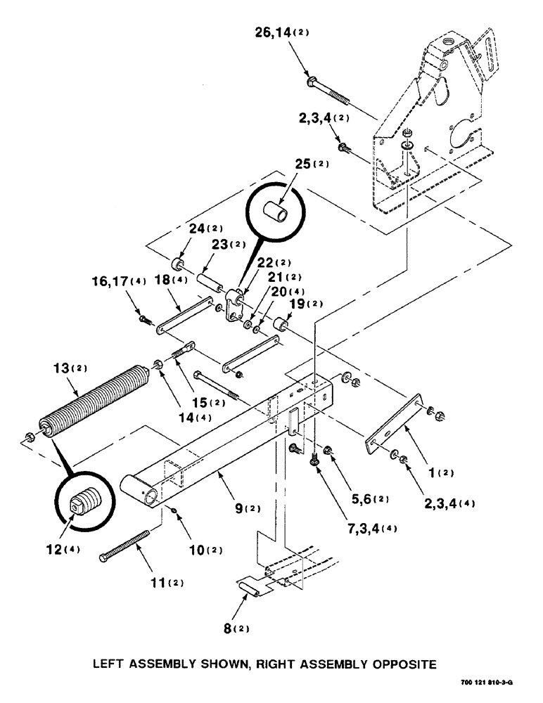 Схема запчастей Case IH 8830 - (9-038) - HAY CONDITIONER SPRING ASSEMBLY, LEFT AND RIGHT (58) - ATTACHMENTS/HEADERS