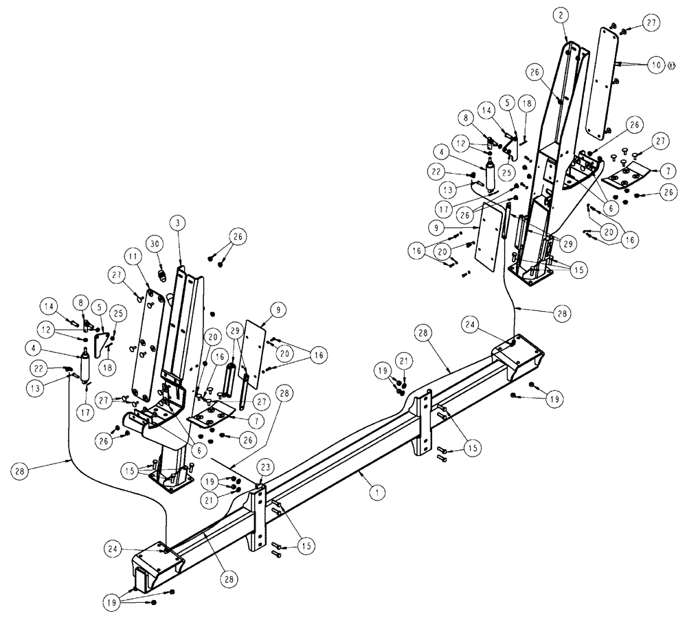 Схема запчастей Case IH FLX610 - (03-033) - BOOM CRADLE GROUP, 3 WHEELER (09) - BOOMS