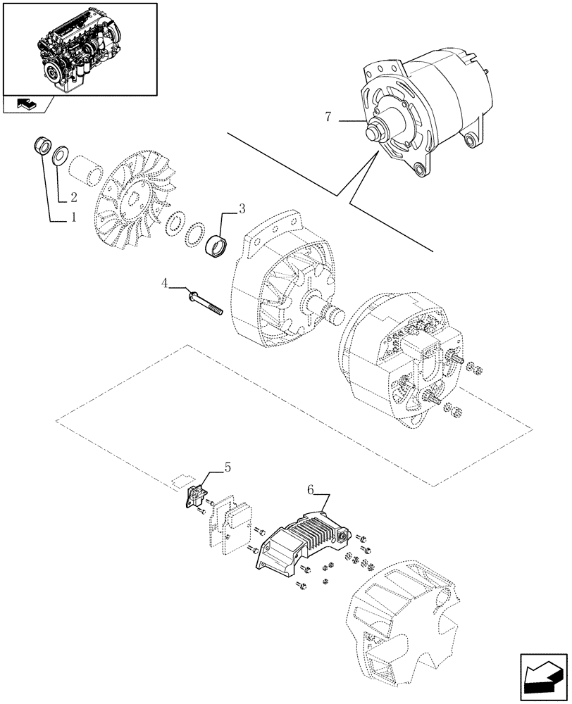 Схема запчастей Case IH F3CE0684E E004 - (0.40.0/ A) - ALTERNATOR - COMPONENTS (2855582) 