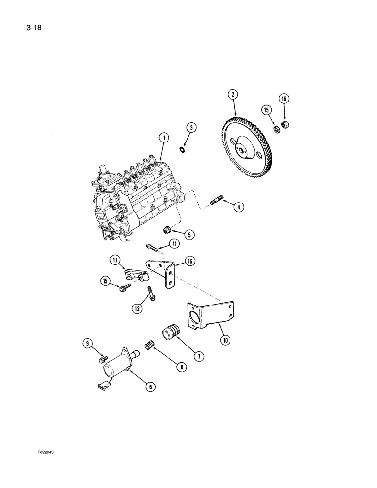 Схема запчастей Case IH 7150 - (3-018) - FUEL INJECTION PUMP AND DRIVE, 6TA-830 ENGINE, PRIOR TO ENGINE S/N 44827524 (03) - FUEL SYSTEM
