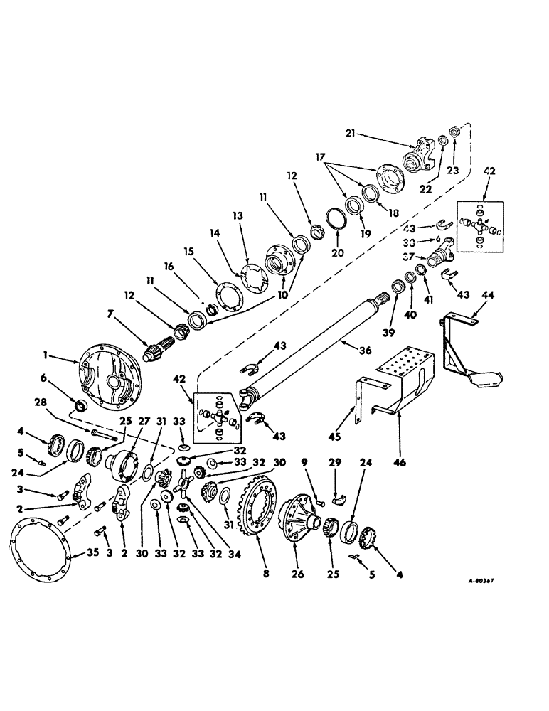 Схема запчастей Case IH 706 - (B-28) - POWER TRAIN, FRONT AXLE DIFFERENTIAL AND DRIVE SHAFT, TRACTORS WITH ALL WHEEL DRIVE (03) - POWER TRAIN