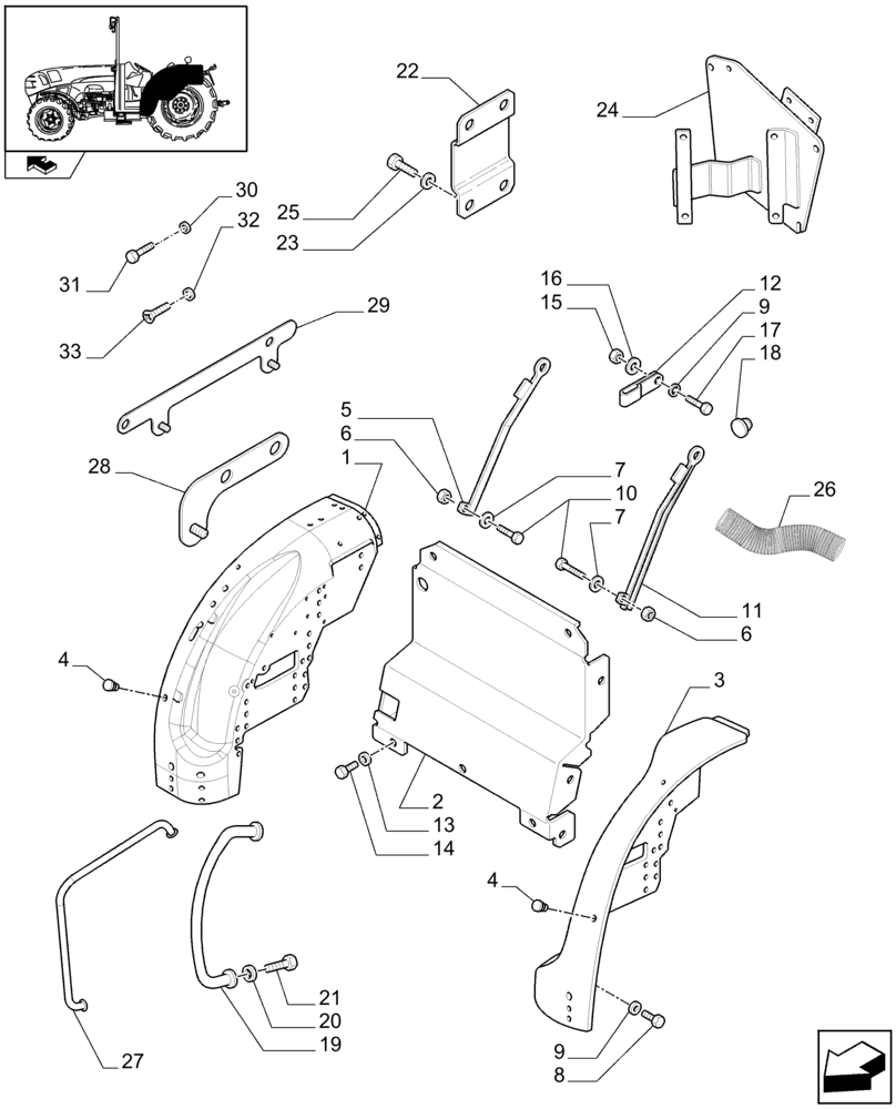 Схема запчастей Case IH FARMALL 105V - (1.92.87[02]) - MUDGUARDS & FOOTBOARDS - L/CAB (10) - OPERATORS PLATFORM/CAB
