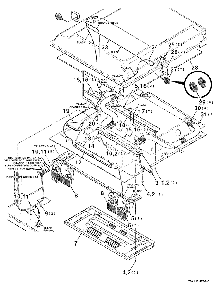 Схема запчастей Case IH 8840 - (04-022) - CAB BLOWER, LIGHTS AND WIRING ASSEMBLY (55) - ELECTRICAL SYSTEMS