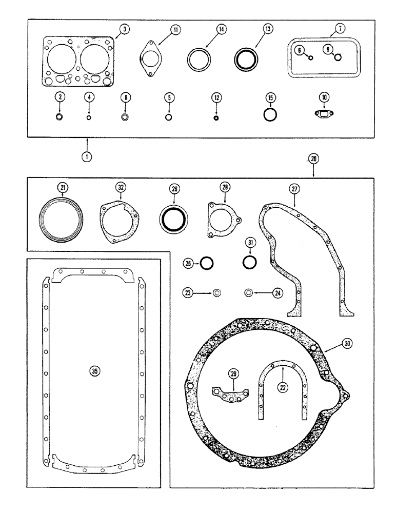 Схема запчастей Case IH 1010 - (390) - ENGINE GASKET KIT, 301 DIESEL ENGINE, VALVE GRIND GASKET KIT (10) - ENGINE