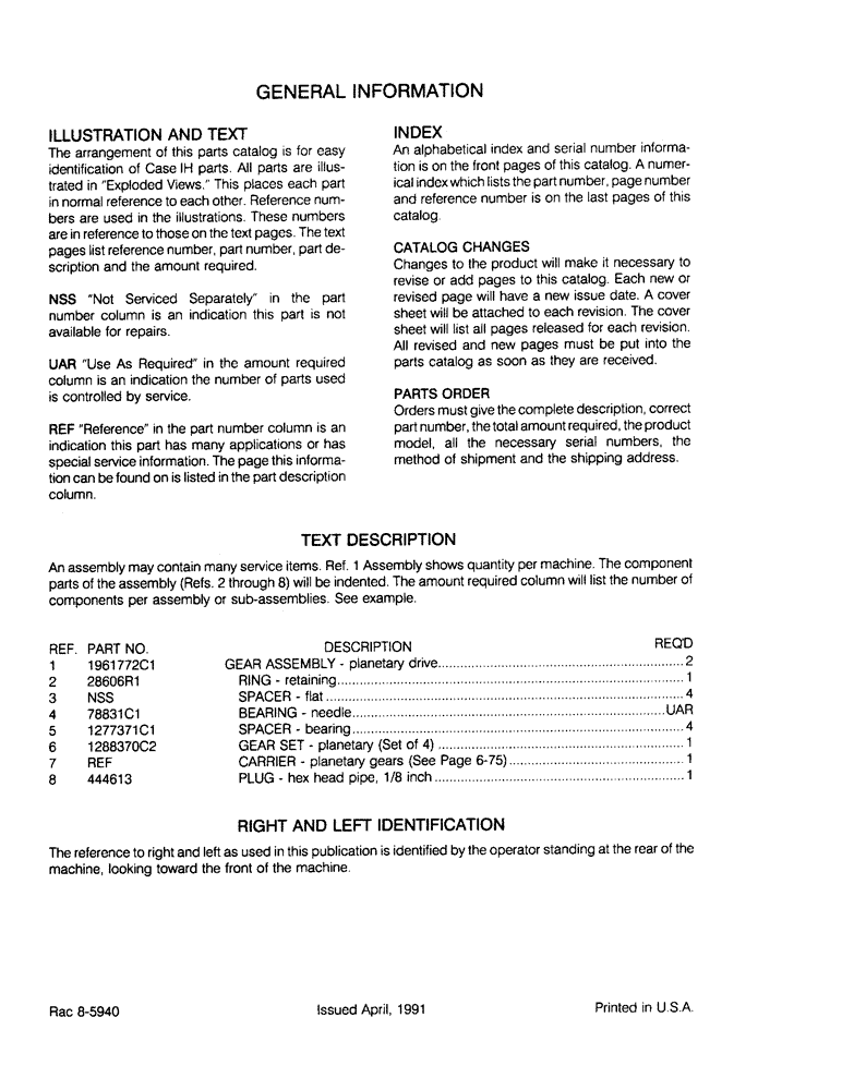 Схема запчастей Case IH 183 - (1-4) - GENERAL INFORMATION 