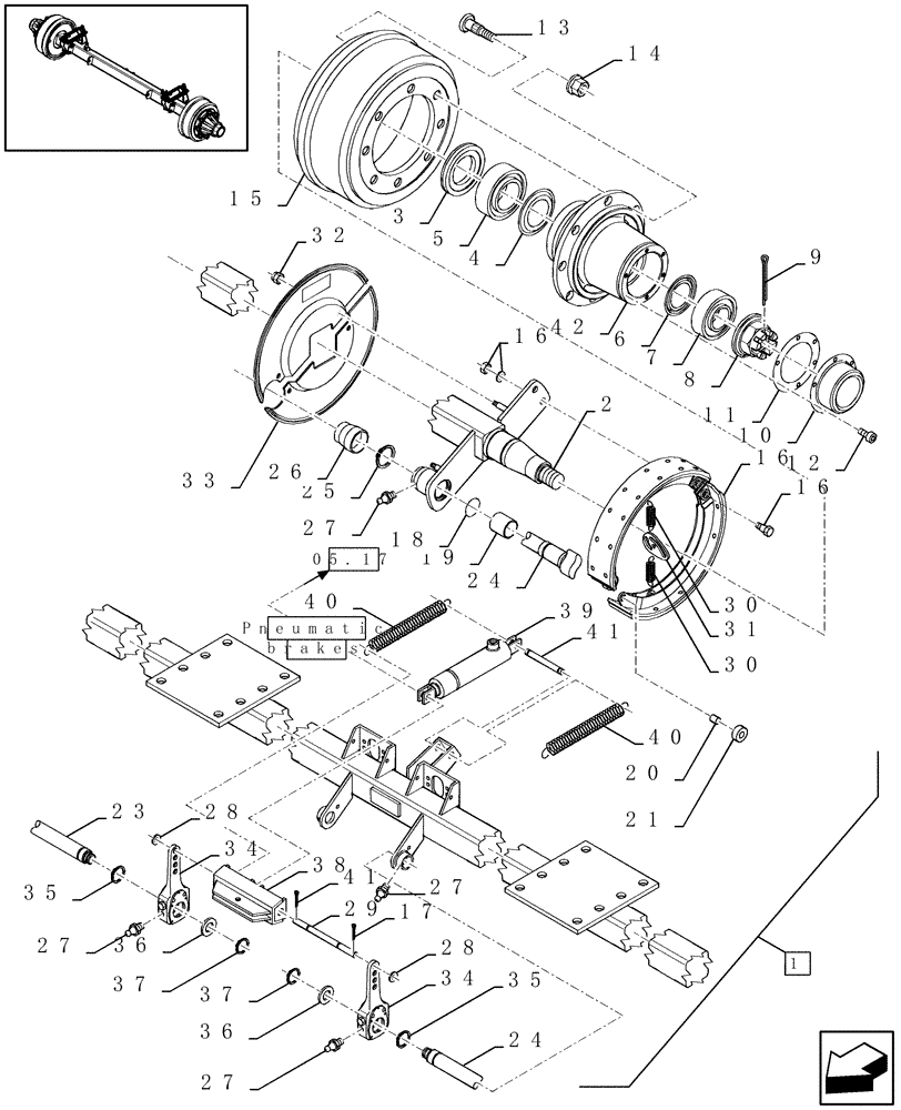 Схема запчастей Case IH LBX431R - (05.05[01]) - SINGLE AXLE WITH BRAKES (05) - AXLE